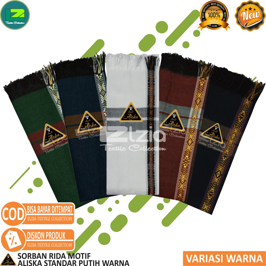 SORBAN MOTIF SURBAN DEWASA SORBAN RIDA ALISKA STANDAR PUTIH VARIASI WARNA 135X90