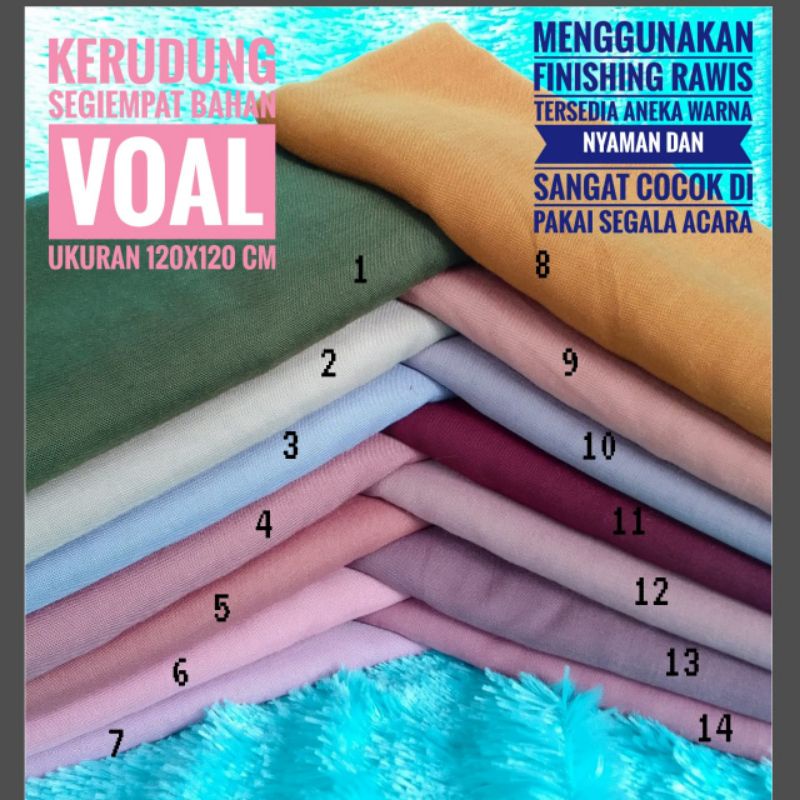 Jilbab Segiempat Bahan Voal Premium Aneka Warna