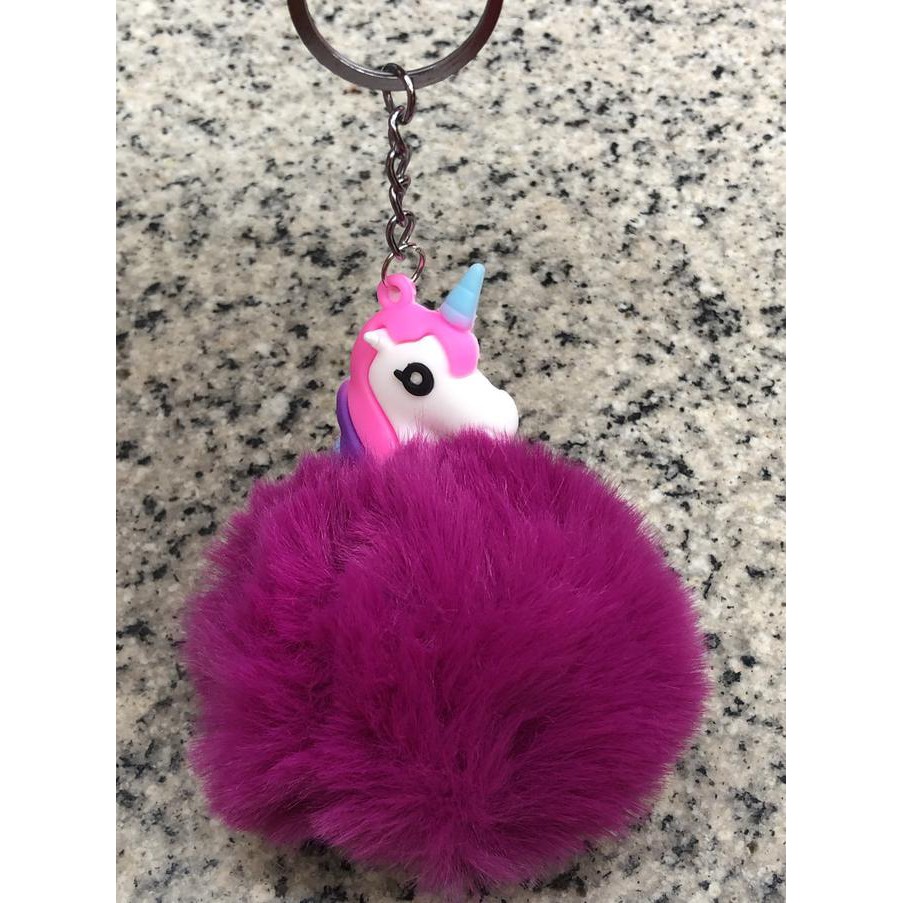 Pom pom pompom unicorn gantungan kunci bulu bulat lucu gantungan tas HEMAT