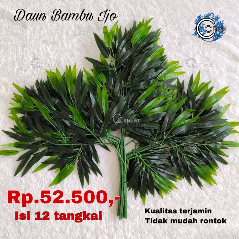 Daun Bambu Plastik Dekorasi ( lusin ) / Daun Hias