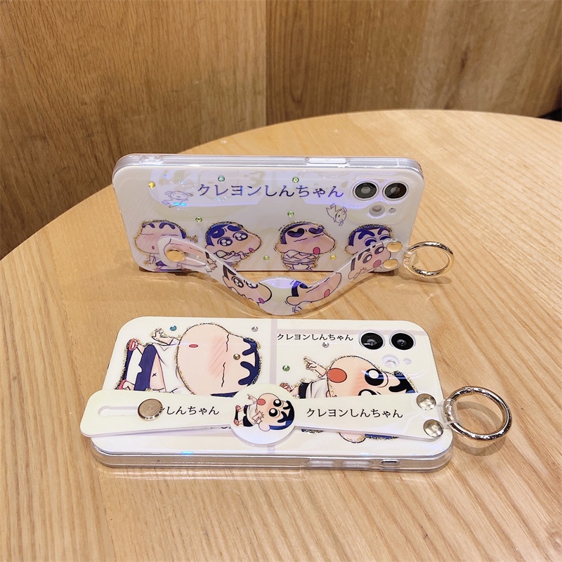 Wrist strap case iphone 12 pro max 12mini 11 pro max X/Xs max XR 7/8/se2020 7plus/8plus cartoon Crayon Shin-Chan all-inclusive soft case iphone anti-drop