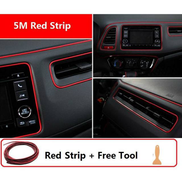 TRIM STRIP Interior Strip Trim Chrome Strip Decoration 5 Meter Interior Mobil Merah Biru Trim Strip