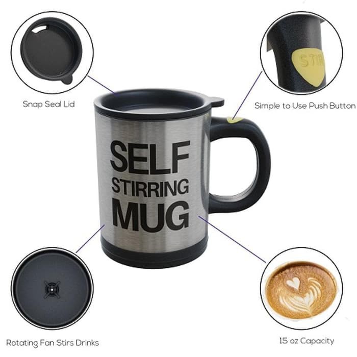 Gelas Self Stirring Mug / Gelas Unik Pengaduk Otomatis / Mug Aduk Otomatis / Gelas Mug Ajaib