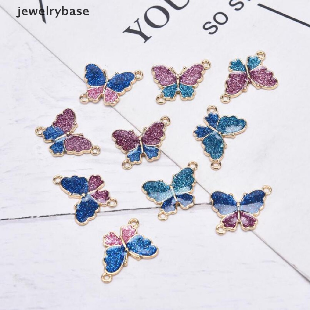 10pcs Liontin Butterfly Enamel Untuk Membuat Perhiasan DIY Charms