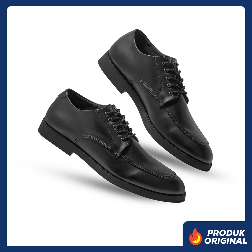 ALAVES BLACK ORIGINAL x LVNATICA Sepatu Formal Hitam Tali Pria Pantofel Kerja Kantor Dinas Resmi Guru PNS Kantoran Pesta Undangan Wedding Kondangan Nikah Wisuda Kuliah Derby Oxford Semi Kulit Premium Footwear Big Size Jumbo Ukuran Besar 44 Keren Terbaru