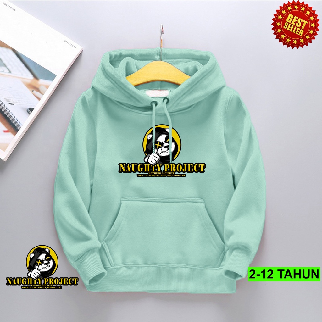 Switer Anak Laki Laki dan Cewek Usia 2 - 12 Tahun Hoodie NAUGHTY PROJECK Terbaru Bisa COD