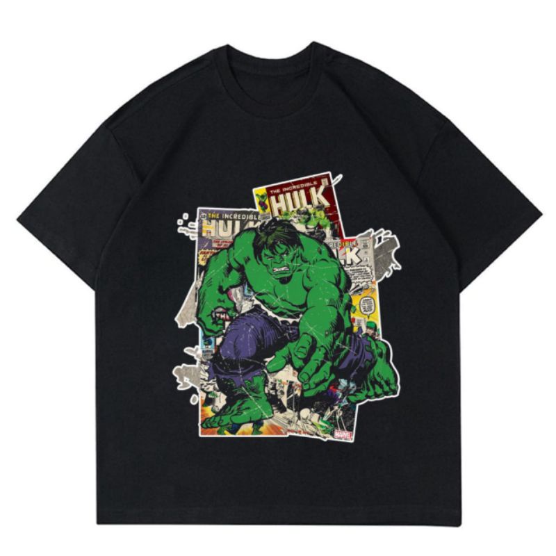 Kaos The Incredible Hulk Tee Karakter Marvel Comics Merch Baju Vintage Oversize Oversized T-Shirt Di