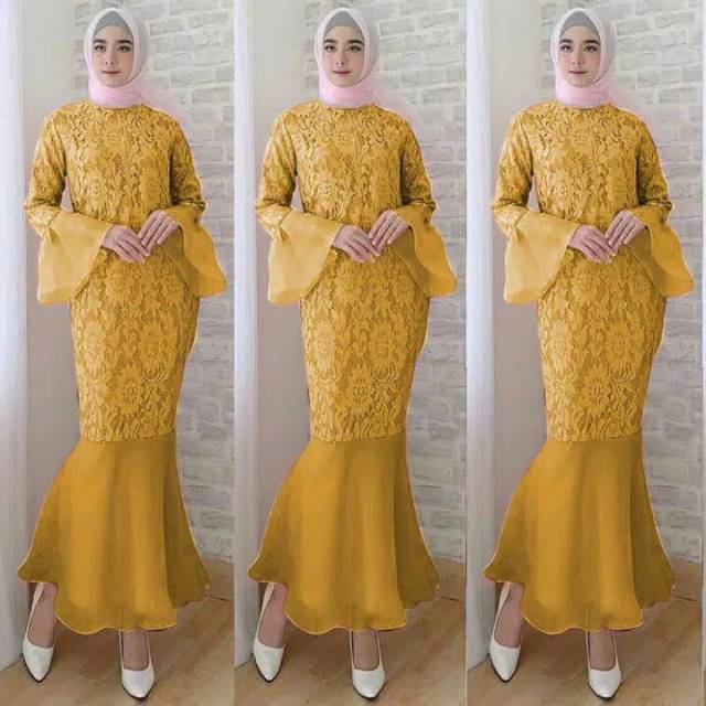 Dress duyung brokat modern terbaru , maxi brokat ,maxi mermaid