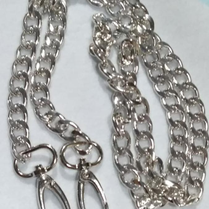Tali tas rantai tebal + pengait besar 120cm - Silver B OBRAL