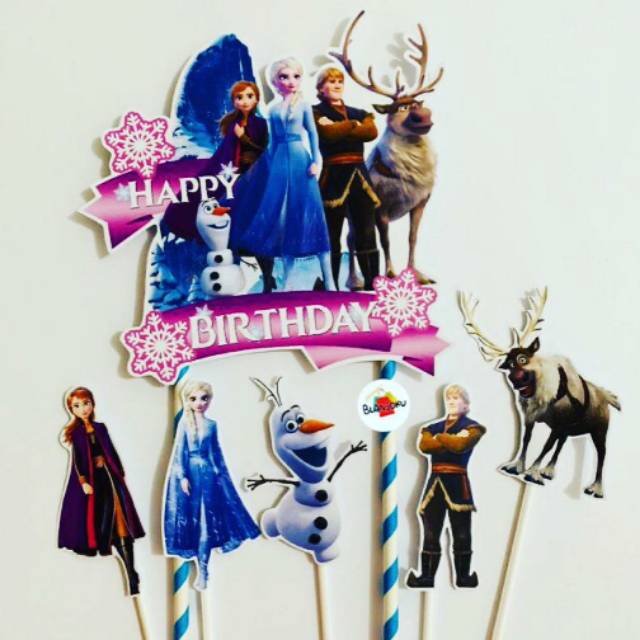 Frozen 2 Purple Topper Cake Birthday / Hiasan Kue Ulang Tahun