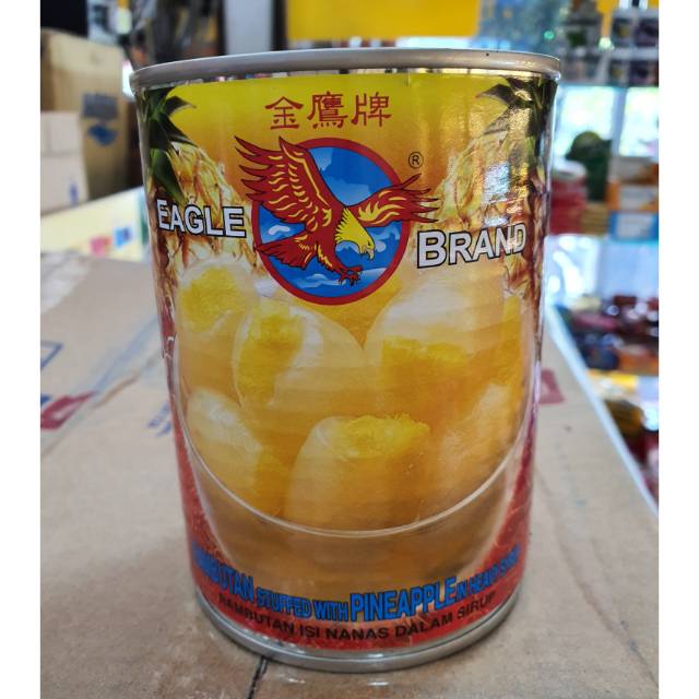 

Eagle Brand Rambutan Stuffed with Pineapple in Heavy Syrup 565gr