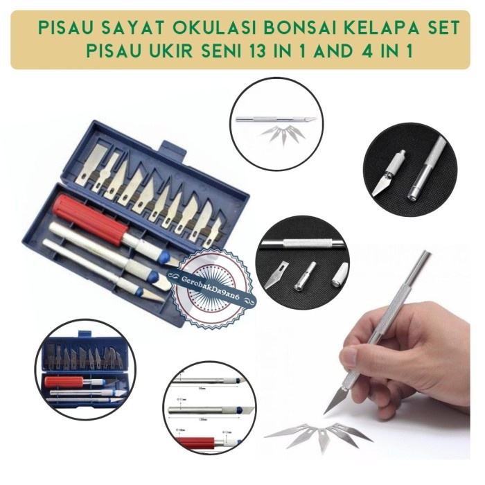 

Pisau Sayat Okulasi Bonsai Kelapa Set Pisau Ukir Seni 13 in 1