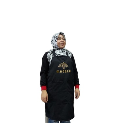 Apron Masak/Celemek Masak Polos Custom Logo Sablon dan Bordir