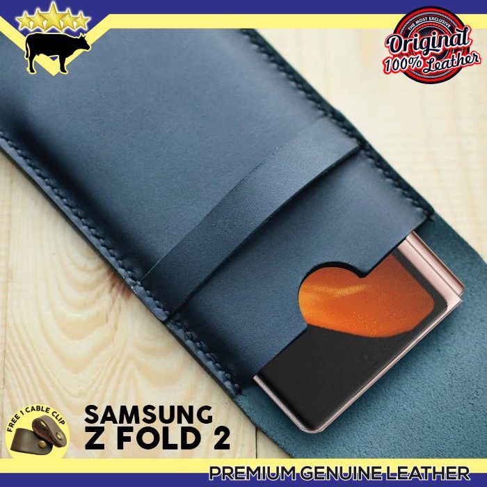 SAMSUNG Z FOLD 2 CASE HANDPHONE LEATHER SLEEVE CASING HP KULIT - BLACK