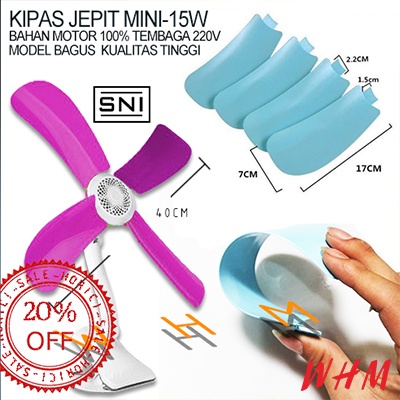 MURAH 15W 20W 25W 30W Mini Fan KIPAS JEPIT MINI/ KIPAS JEPIT DINDING MEJA 4 BALING-BALING Bahan Moto