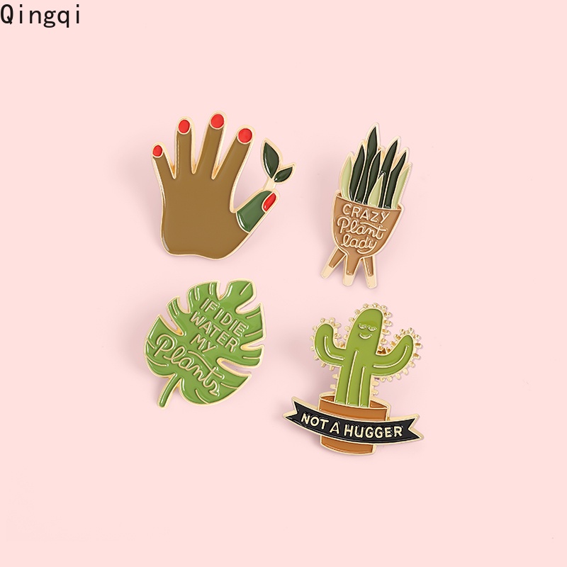 Bros Pin Enamel Desain Tanaman Monstera Kaktus Hug Untuk Hadiah Anak