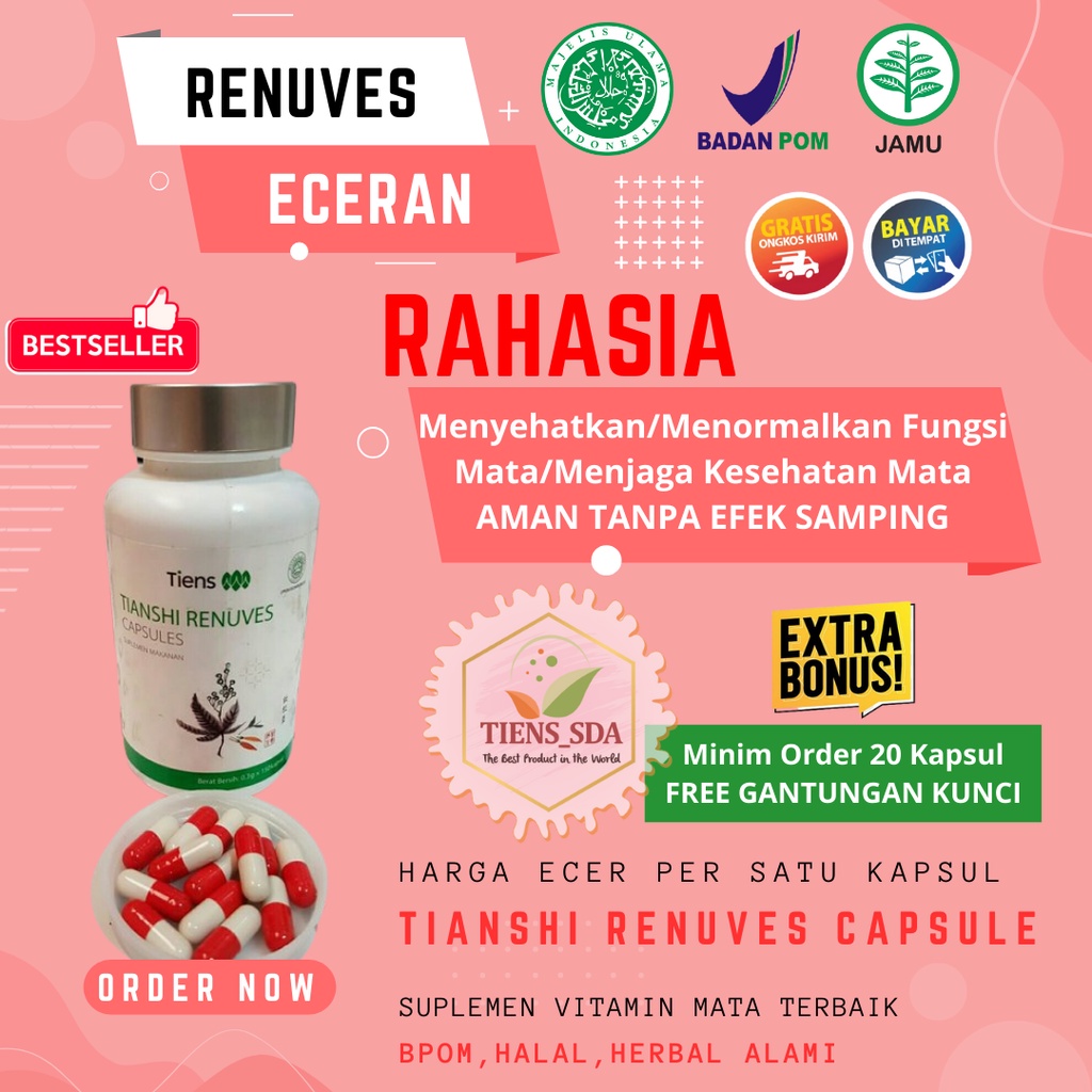 (ECERAN) HARGA PER 1 KAPSUL RENUVES ECER SUPLEMENT VITAMIN HERBAL MATA MINUS ORIGINAL TIENS TRC RENU