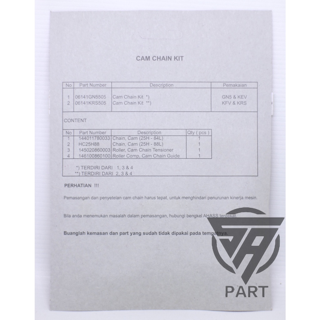 Rantai Mesin Keteng Kamprat 1 Set Blade  Revo 110 2009-2012 Karbu Revo Fi  06141-KWB-505