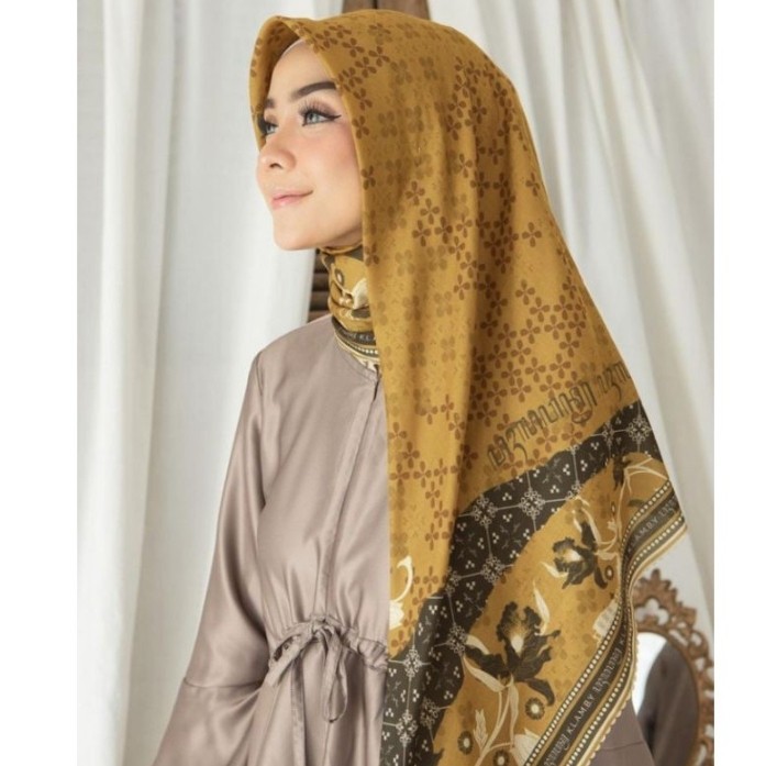 Terbaru Hijab Segiempat Voal Motif Samiya Gold Jilbab Voal Kerudung Voal Segiempat Motif