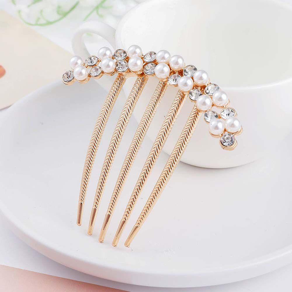 Needway   Wanita Jepit Rambut Pengantin Trendi Elegan Mutiara Jepit Rambut Untuk Perempuan Berlian Imitasi Hair Stick