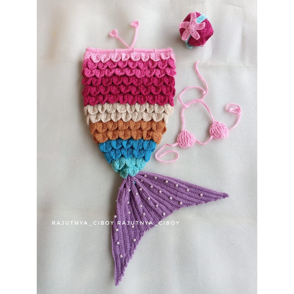 (READY STOCK) BAJU RAJUT BAYI / COSTUM / PROPERTI FOTOGRAFI / BABY PHOTOSHOOT MERMAID SEMBUR