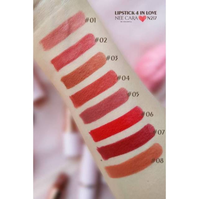 NEE CARA Lipstick 4 IN Love Flamingo Lover #N217 Thailand / Cosmetic / Lip Tint Matte Creamy Glosy