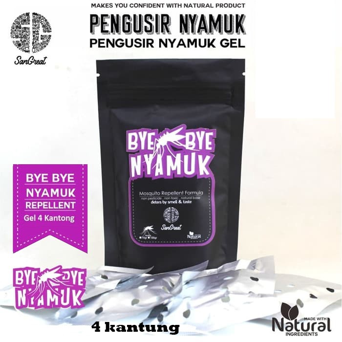 Pengusir Nyamuk Natural Gel SanGreat Bye Bye Nyamuk isi 4 kantung