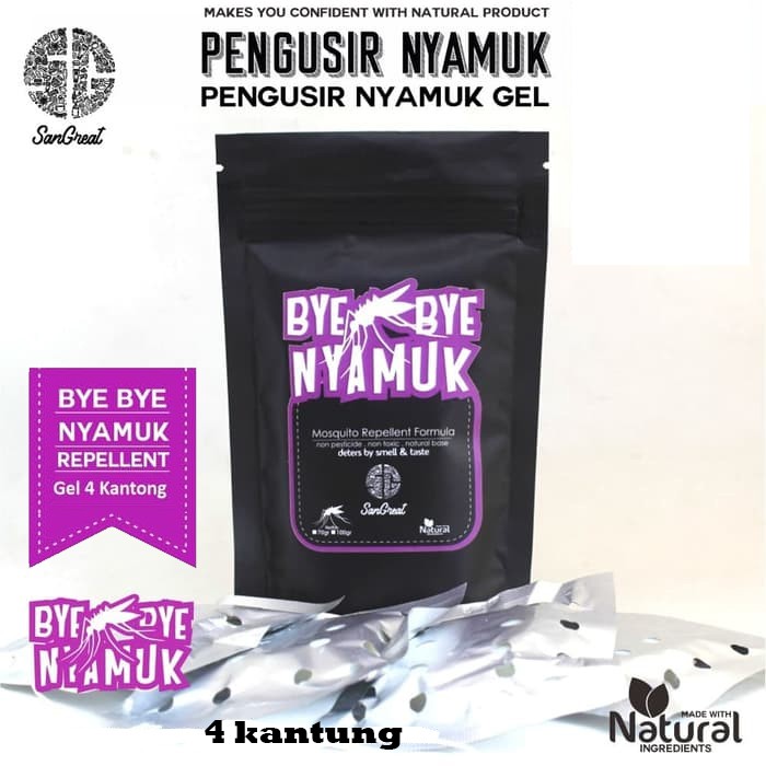 Pengusir Nyamuk Natural Gel SanGreat Bye Bye Nyamuk isi 4 kantung