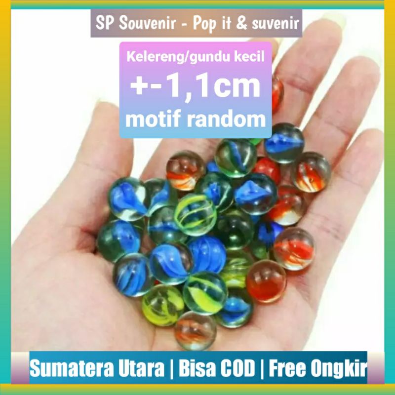 Kelereng Kecil 1cm Per 10 & 50 Buah Motif Random | Gundu Mini Kelereng Mini 10 & 50 Pcs