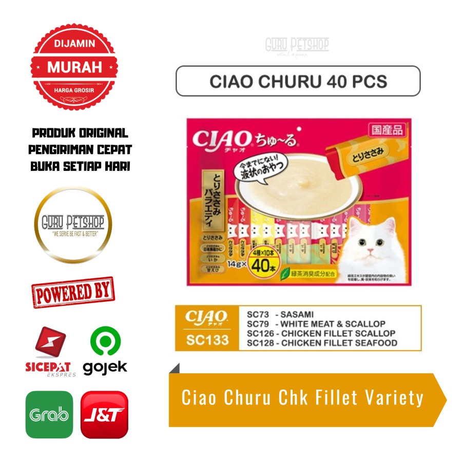 Ciao Churu 40 Mixed Variety Ciao Chu Ru isi 40 Sachet Snack Kucing