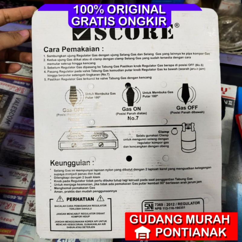 Selang gas dan regulator caisar / selang paket caisar / score