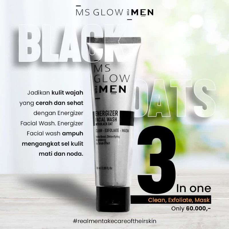 MS GLOW ENERGIZER FACIAL WASH FOR MEN ORIGINAL / SABUN MS GLOW FORMEN