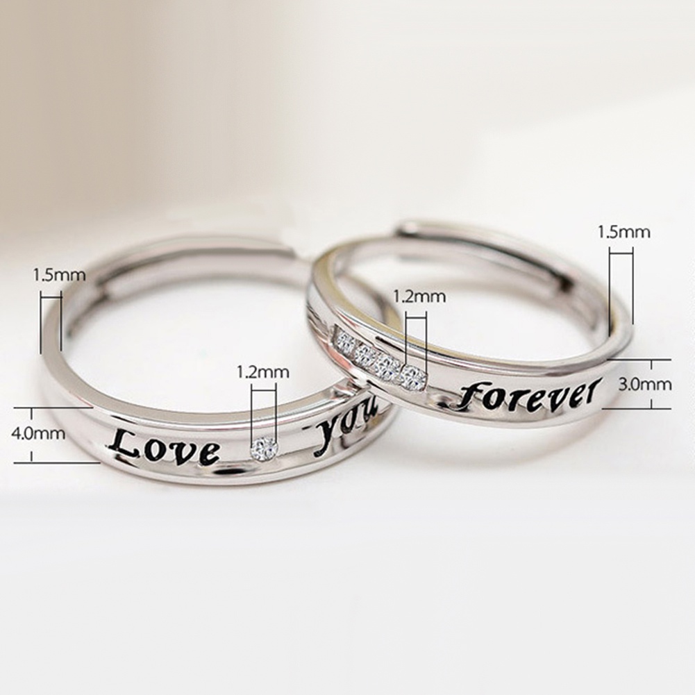 Hu Hu Hu Hu Hu Alat Bantu Pasang Kacamata♡ Set Cincin Berlian Imitasi Motif Love You Forever Untuk Pasangan