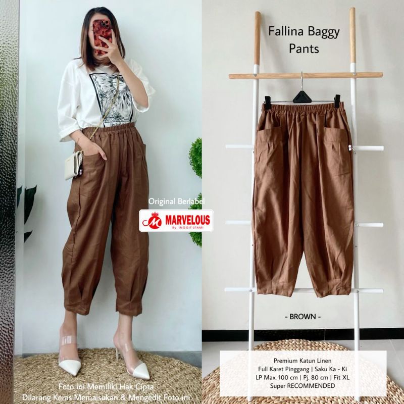 FALLINA BAGGY PANTS BY MARVELOUS // CELANA BAGGY WANITA // Celana baggy muslimah