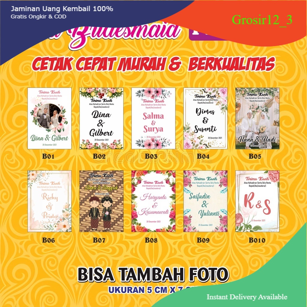 

CETAK CARD BRIDESMAID / KARTU UCAPAN PERNIKAHAN ARTPAPER 260gr (A3+) isi 36pcs BERKUALITAS