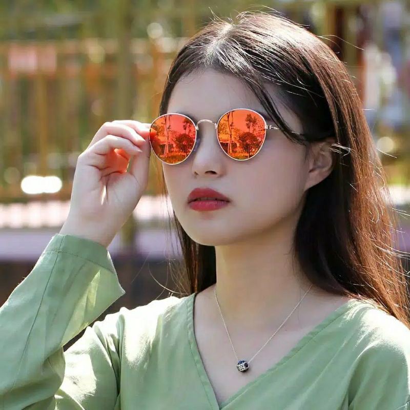 Kacamata oval warna frame besi kacamata retro korea