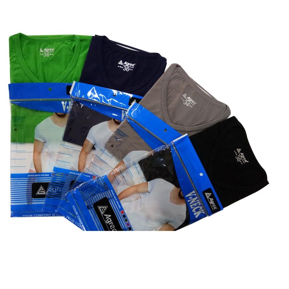 New Agree Kaos Oblong Pria Leher V Art SG SA 007 T-Shirt Sport Cowok V-Neck Polos