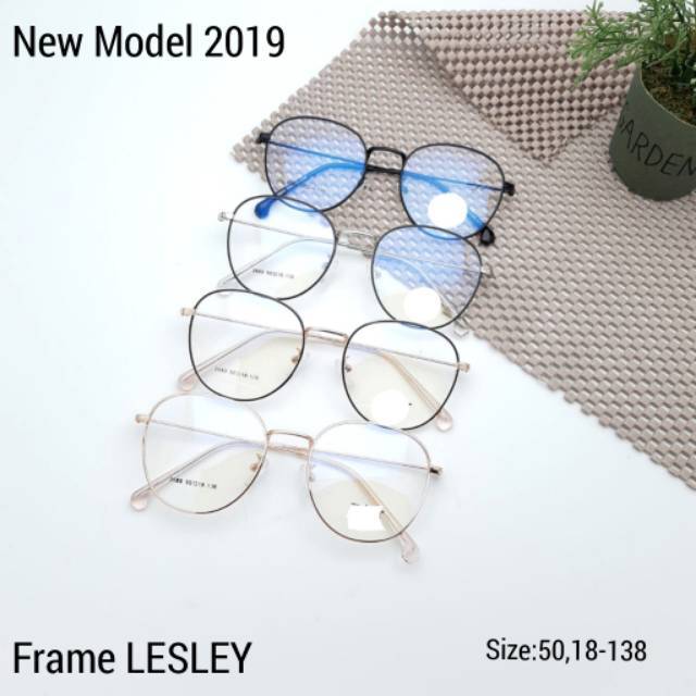 Promo!Paket Frame Kacamata Lesley Lensa Antiradiasi Minus Silinder, Kacamata Metal besi Vintage