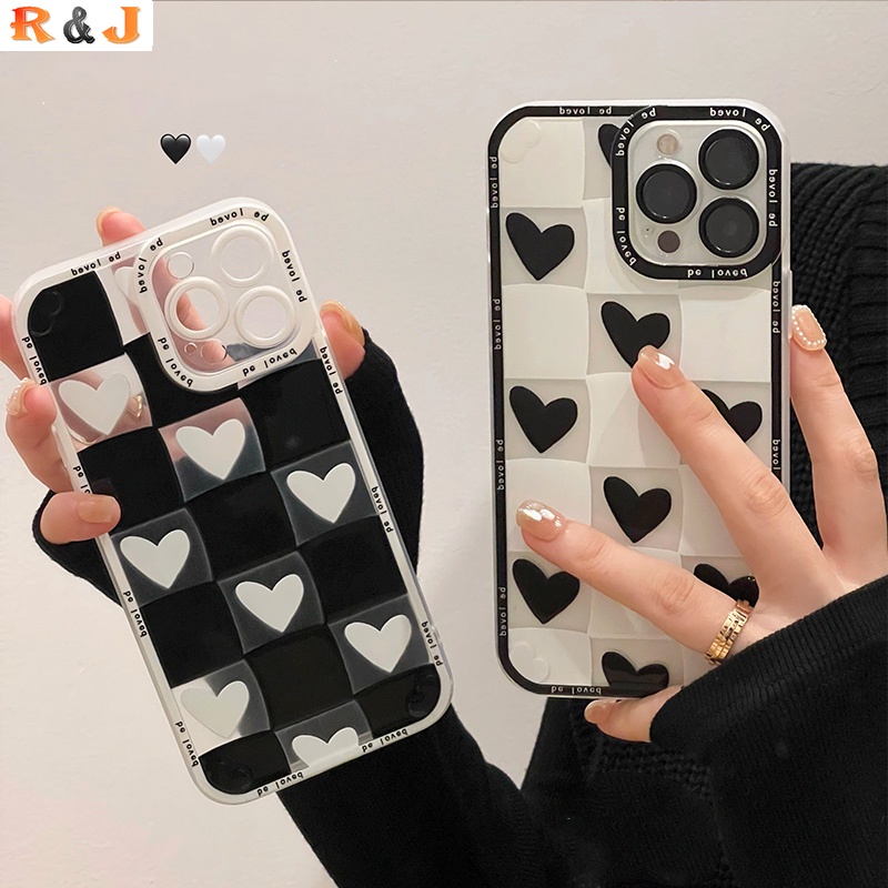 Soft Case TPU Motif Papan Catur Hati Untuk Samsung A13 A03 A03S A12 A11 A02S M12 M11 A02 A22 A32 A52 A72 M52 A10 A10S Note 20 Ultra S20 S21