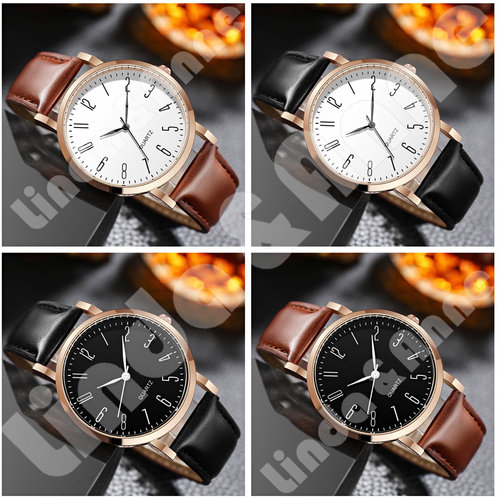 [READY] Jam Tangan Analog Pria Tali Pu Leather / Jam Tangan Pria Casual