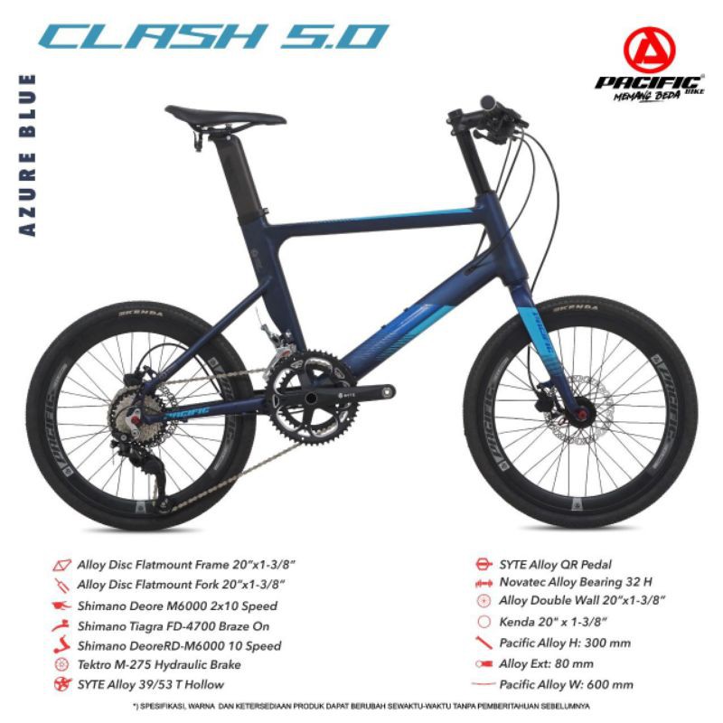 Sepeda Mini Velo Pacific Clash 5.0 Hd 20Inch Alloy 2 x 10 Speed