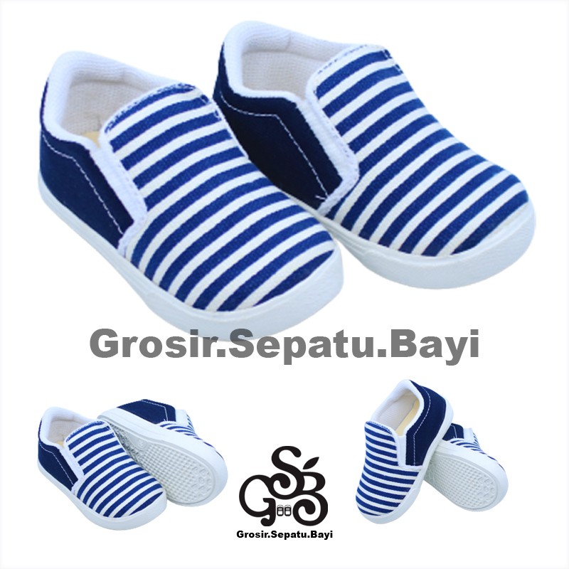 sepatu anak laki laki perempuan slip on motif Salur murah