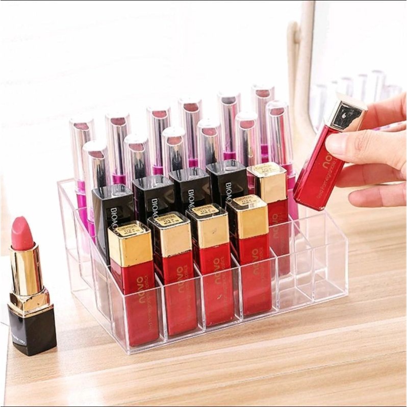 TEMPAT LIPSTIK KUTEK PARFUM RAK KOSMETIK AKRILIK MULTIFUNGSI KOTAK MAKE UP LIPSTIC ORGANIZER ACRYLIC