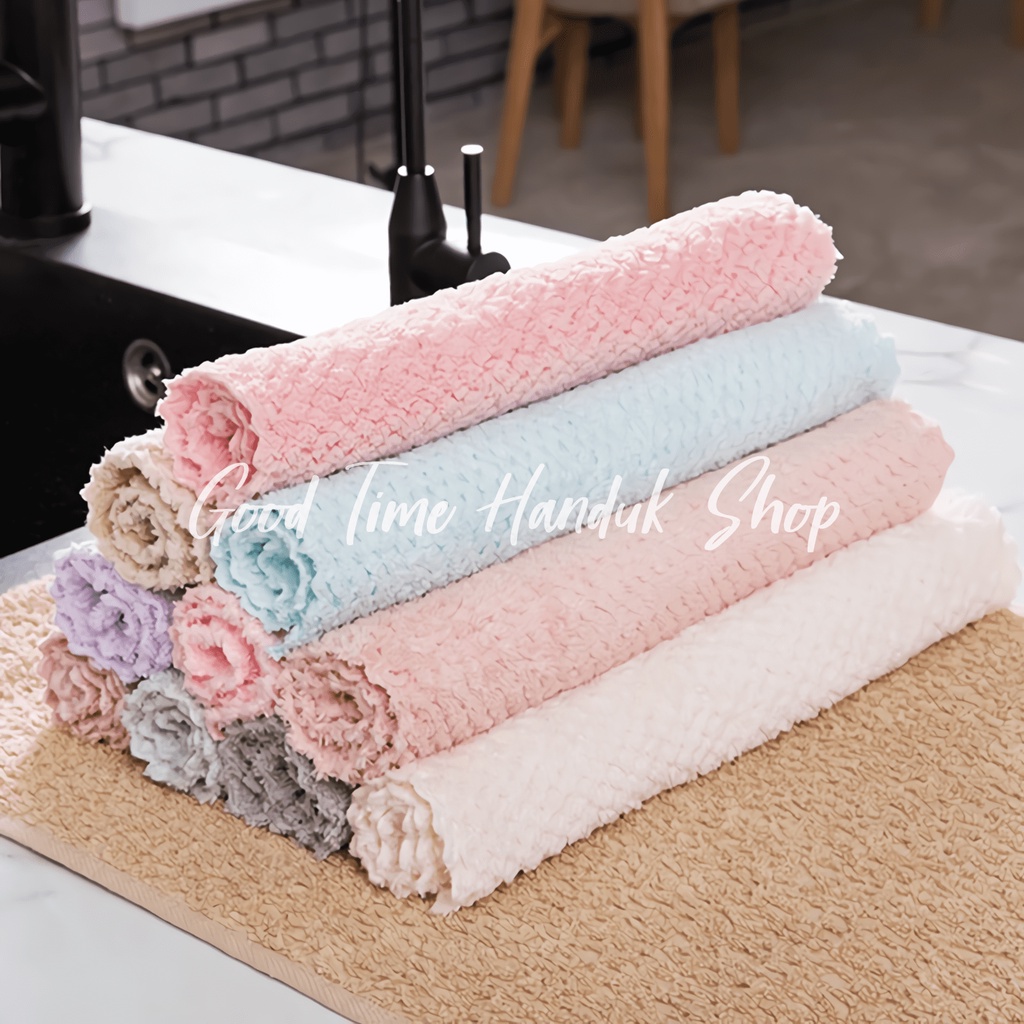 Kain Lap Dapur 6 Pcs Ukuran 30x30cm Kain Lap Pembersih Bahan Microfiber Anti Lengket Untk Dapur/Mobil Motif Beranekaragam