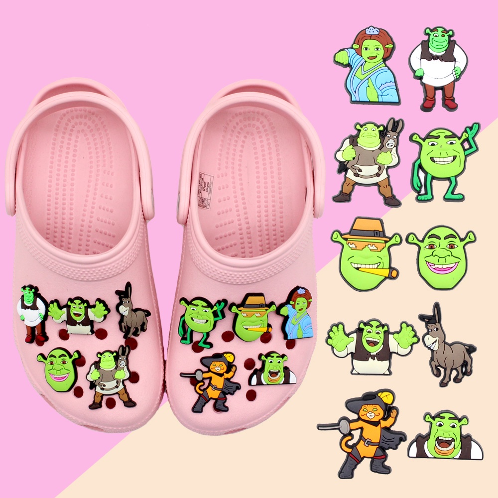 Desain Kartun Anime Shrek Jibbitz charms  decorate Shoe Gesper Crocs Pin DIY Dapat dilepas sandal Lubang Sepatu accessories New Hot