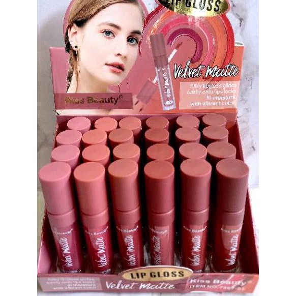 ♪ PROMO H/BOX LIP GLOSS VELVET MATE KISS BEAUTY WARNA NUDE | CHOCOLATE MATTE ♂