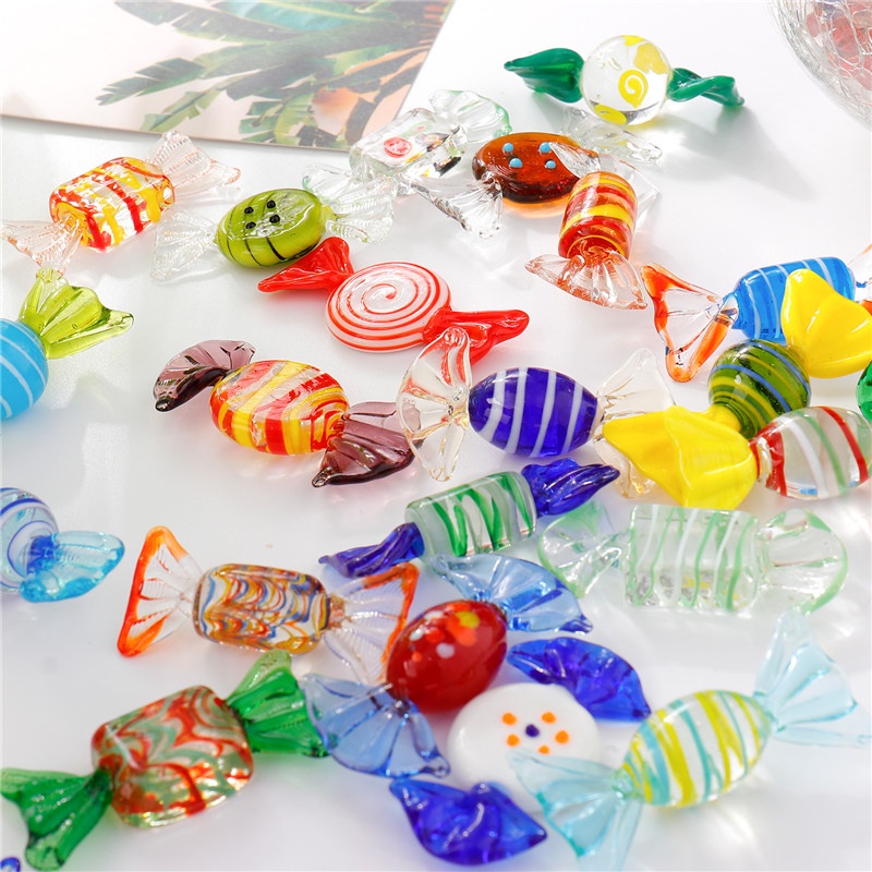 TK 60pcs Vintage Murano Style Glass Sweets Candy Ornament for Home Party Wedding Christmas Festival Decorations Gift