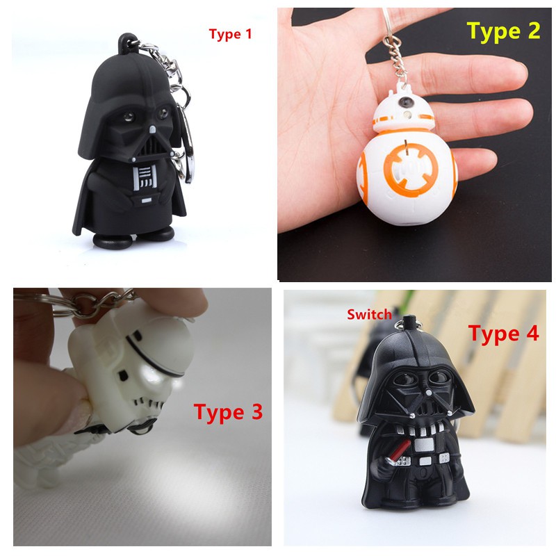 Gantungan Kunci Action Figure Star Wars Darth Vader The Storm Troops Bb8 Dengan Lampu Led Dan Suara Marvel Characte