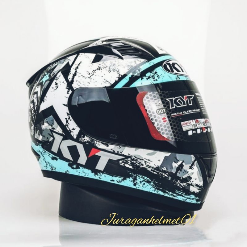 helm full face kyt r10 seri 3 Aqua blue original