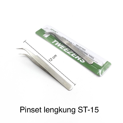 Pinset Vetus Tweezers Pinset Lurus /  Pinset Bengkok / Lengkung  ST-12 / ST-15  Stainless Steel untuk cabut bulu sarang walet